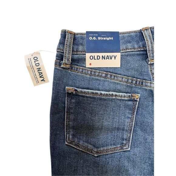 Old Navy O.G. Straight High Rise Stretch Dark Wash Jeans Sz 8 NWT - Picture 6 of 11